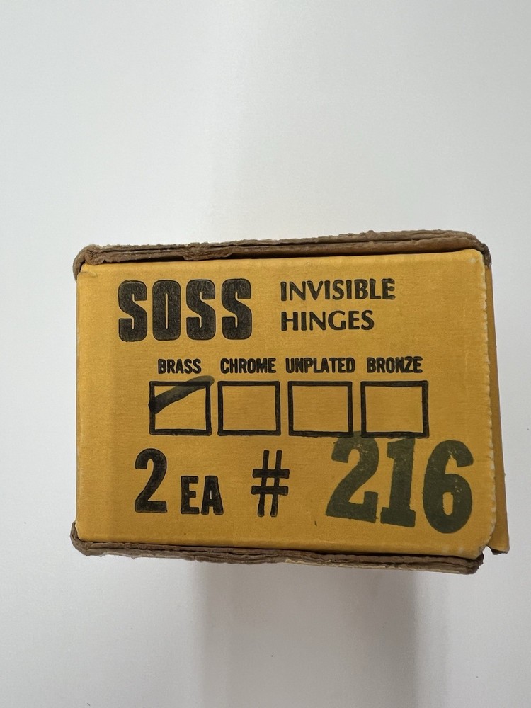 SOSS Invisible Hinges Item 216 New In Original Packaging 2 Each Satin Brass