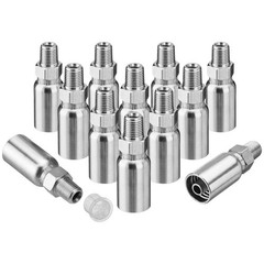 12x 3/8″ I.D. Hose x 1/4″ NPTF Male Hydraulic Hose End Swivel Crimp Fittings New