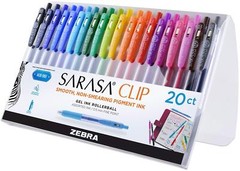 20 Count Zebra Sarasa Clip Gel Pens Assorted Colors 0.5mm Fine Point