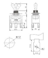 HEAVY DUTY DPDT (ON)-OFF-(ON) MOMENTARY TOGGLE SWITCH – SPADE TERMINALS (23AF)
