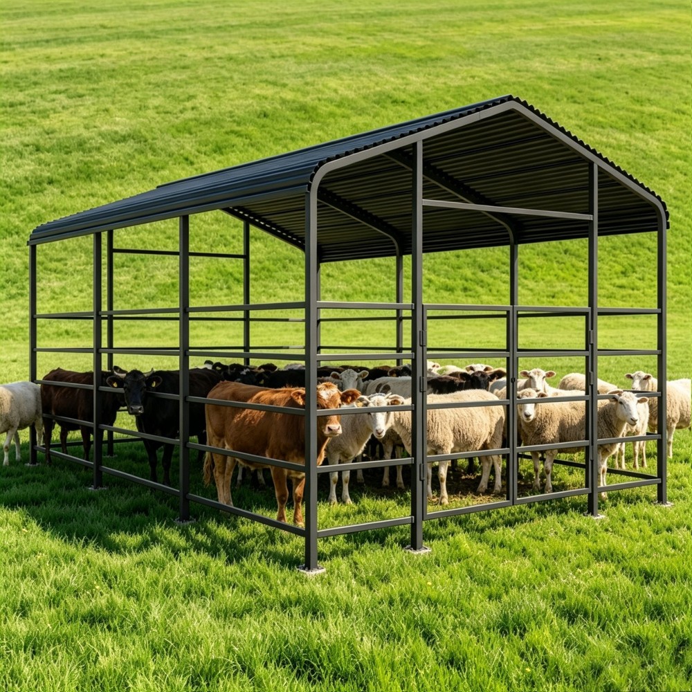 2026New 13×20FT Metal Livestock Shed Steel Shelter Cowshed for Farm Animal