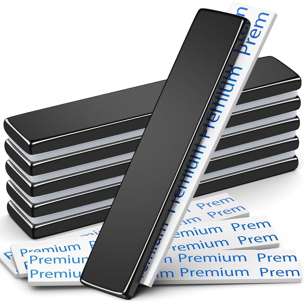 FINDMAG Neodymium Bar Magnets with Adhesive Backing, 6 Pack, 60x10x3mm | Strong