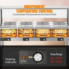 ROVSUN 96QT Electric Commercial Food Warmer 2000W, 12-Pan Steam Table 8QT/Pan