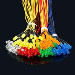 120pcs 12 Volt LED Diode Lights 5mm Pre Wired Kit White Red Blue Green Yellow