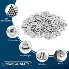 100Pcs Flat Washers for Screws, 1/4″ Small Washer, Premium 18-8 (304) Stainless