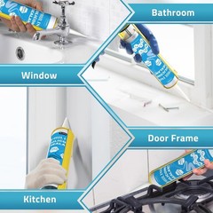 PAULINN Silicone Sealant, 100% Silicone Caulk Clear Waterproof for RV, Kitchen,