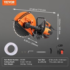 VEVOR 14” Electric Concrete Saw Wet/Dry Saw Cutter with Water Pump and Blade