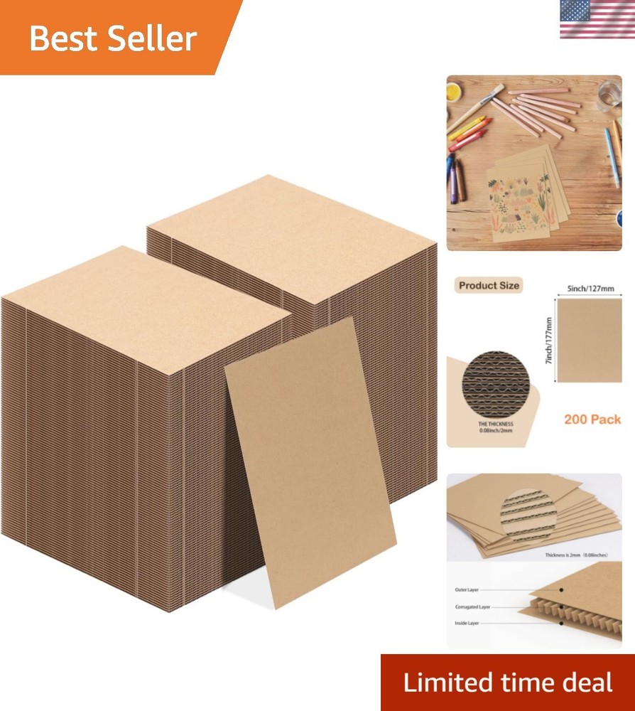 5×7 Corrugated Cardboard Sheets Set of 200, Flat Card Boards Inserts for Craf…
