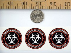 3 – Zombie Outbreak Response Team Tool Box Hard Hat Helmet Sticker Orange H124