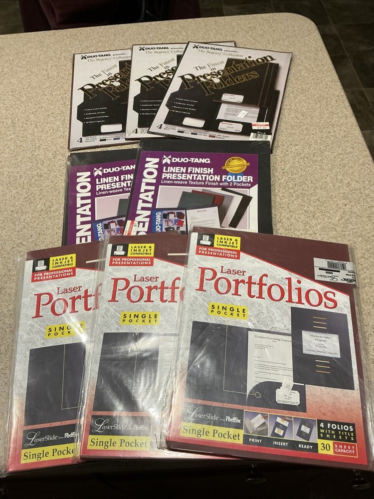 Vintage USA Laser Portfolios Presentation Folders 7 Packages 34 Folders Sealed