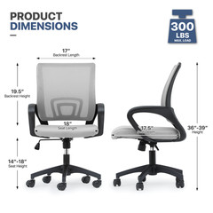 1Pc Adjustable Height Computer Home Office Ergonomic Desk Mesh Chair Light Grey