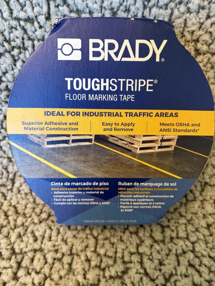 Brady 104317 Toughstripe Floor Marking Tape, 2″ x 100 FT Black / Yellow Stripe