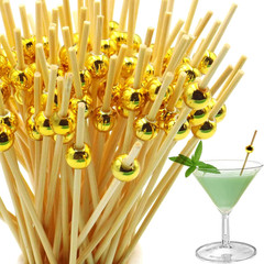 100PCS Cocktail Picks 4.7 Inch, Fancy Bamboo Toothpicks for Appetizers