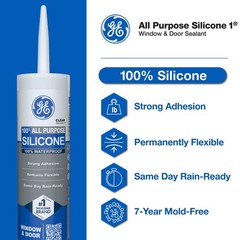 (3 Pack) GE Silicone 1 Window & Door Caulk Sealant Clear, 10.1 oz, Waterproof