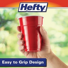Hefty Party On Disposable Plastic Cups, 50 Count, 18 Oz 50 count, Red