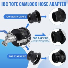 IBC Tote Hose Adapter 2 Cam Lock Fittings for Gallon IBC Tote Tank 2