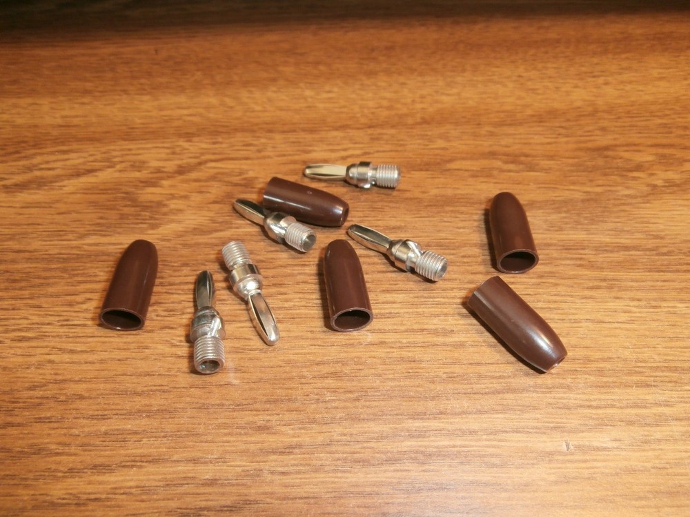 Lot/5 Vintage HH Smith 455 Brown Solderless Banana Male Plug,15 Amps 1 KV.NOS