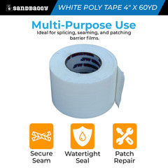 White Vapor Barrier Tape – 4″ x 60 Yd, 9 Mil Polyethylene – USA Made – Sandbaggy