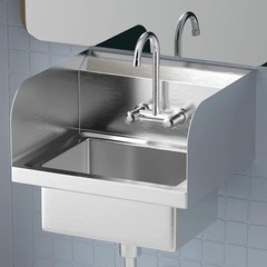 Wall Mount Hand Wash Sink – Commercial Kitchen Stainless Steel w Side Splashes