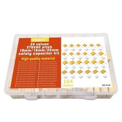 24Values 164Pcs 275VAC X2 MKP Safety Capacitor Kit Polypropylene Film 0.001UF 0