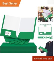 Elegant Green 2 Pocket Glossy Paper Folders – 50 Count for Ultimate Organization