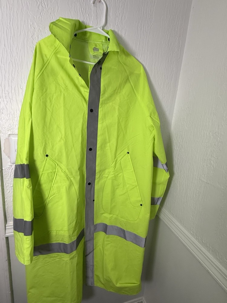 Northern Safety 47″ Hi-Vis Yellow Gray Reflective Raincoat Jacket XL