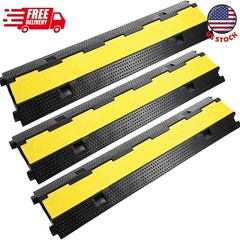 3 Pack Dual Channel Rubber Cable Protector Ramp 2 Channel Traffic Speed Bump