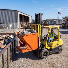 Self-Dumping Hopper – 1 Cubic Yard, Heavy Duty Steel, Forklift & Skid Steer Use