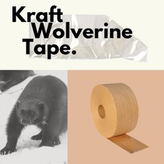 10 Rls Wolverine Economy Kraft Water Activated Gummed Tape 70mm x 450′, 5.5 Mil