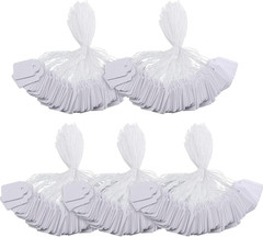 500 Pcs Small Price Tags with String Attached 0.6 X 0.95 in White Blank Marking