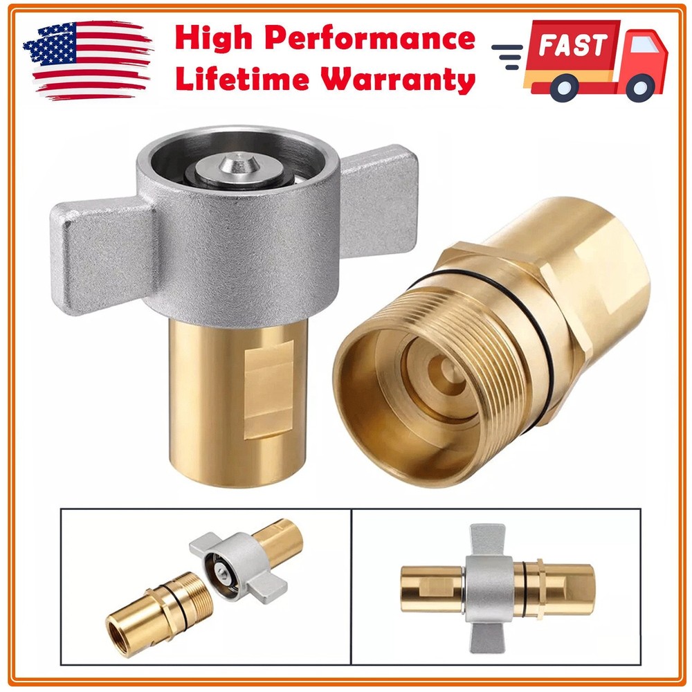 1″ NPT Brass Wet Line Wing Nut Hydraulic Quick Disconnect Coupler/Coupling Set