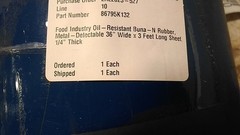 Brand Name 86795K132 3 Ft x 3 Ft 0.25 In Thickness Blue Buna-N Sheet