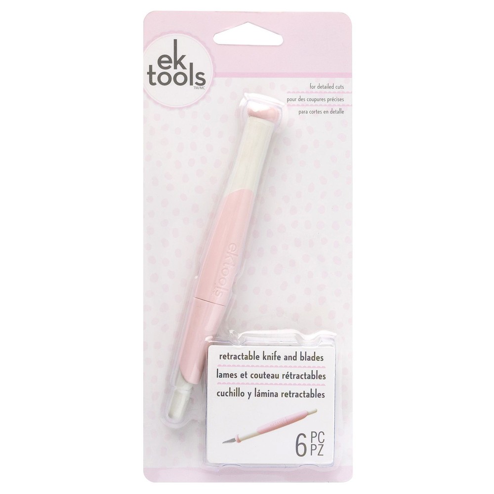 Retractable Knife PINK EK Success Includes 6 Blades 54000020 by American Crafts