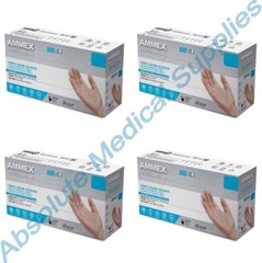 *400-Pieces* Ammex Professional Vinyl Exam Medical Gloves Clear Medium VPF64100