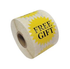 Yellow Free Gift Sticker (2″ Starburst) Thank You Appreciation Labels 500 PCS