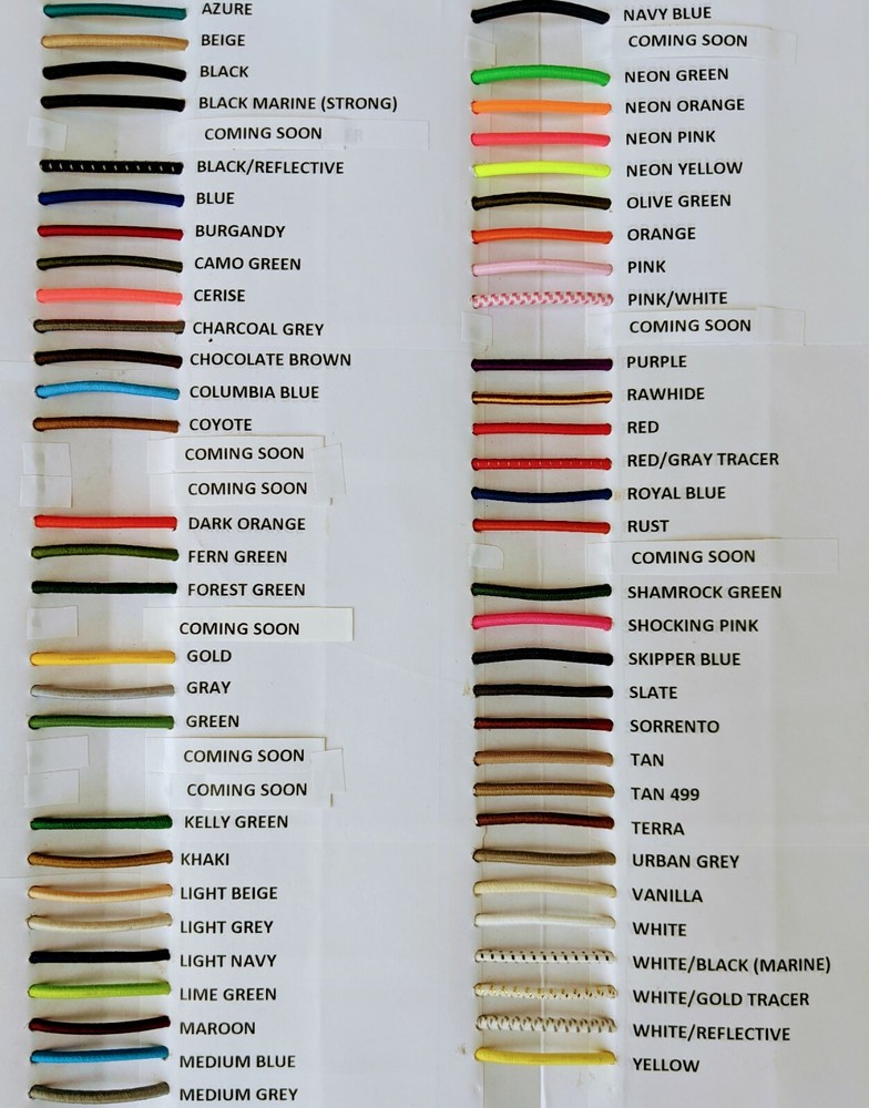 1/8″ Bungee Shock Cord Many Colors Nice Quality Bungee 5 Foot Lengths
