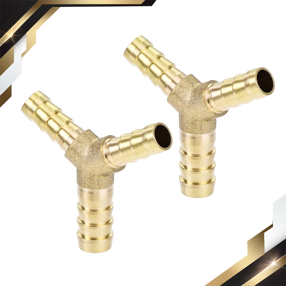 2 x Reducing Barb Hose Fitting Y Shape Pipe Connector Brass 3/8″ x 5/16″ x 5/16″