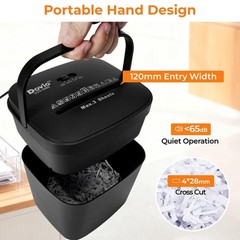 Mini Paper Shredder, Cross Cut, Auto Start/Stop, 3-Sheet Capacity, Quiet 65dB,