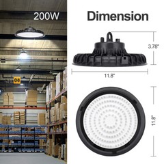 2Pack 200W UFO Led High Bay Light Commercial Warehouse Shop Gym Light Fixtures