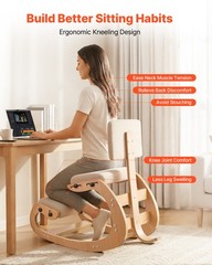 VEVOR Ergonomic Kneeling Chair Wood Posture Chair with Backrest & Thick Cushions