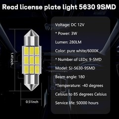 36mm 6000K Pure White LED Bulbs, 9-SMD 5630 Chipsets, Error-Free for Dome Map Li