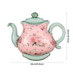 Teapot Balloon 4 Pieces 22inch Pink Green Teapot Mylar Foil Mylar Balloons for