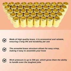 50PCS 7328 Hose Ferrules Brass Fitting, 0.656in ID x 1in Long 7328, Yellow
