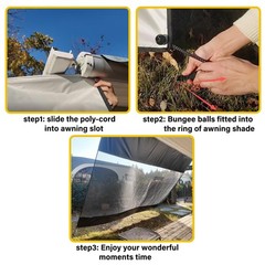 RV Awning Sun Shade Screen 8’×15’3”(Fit for 16′ Awning),Mesh Oxford Sunscr