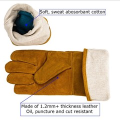 Heat Resistant Welding Gloves Leather Safety Gloves for Work Construction Large