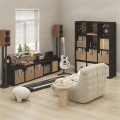 Pemberly Row Vertical 5-Cube Media Storage Organizer in Dark Oak