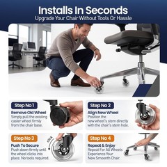 Office Chair Wheels Set of 5 – 3 Inch Roller Blade Wheels Office Chairs, Office