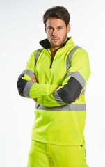 Portwest B308 Xenon Hi-Vis Polycotton Rugby Shirt with Relfective Tape ANSI