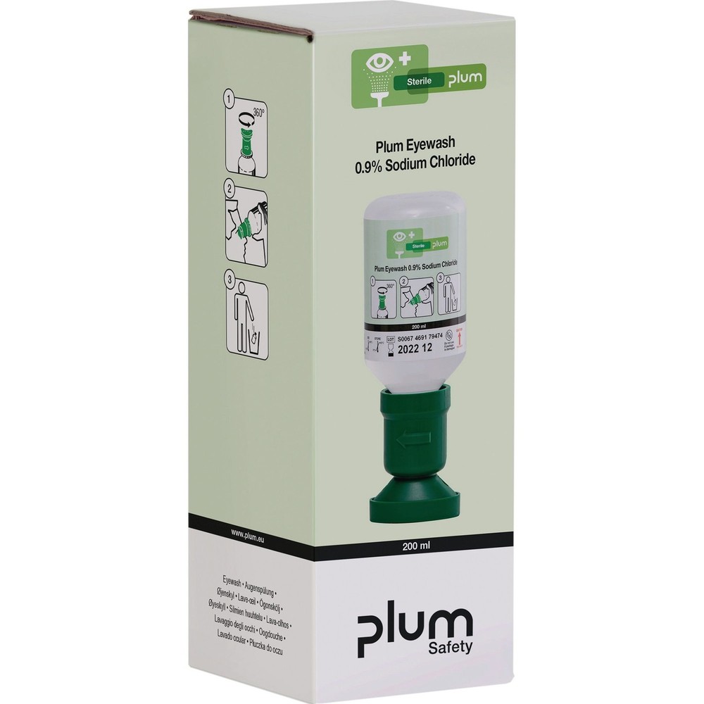 Eyewash Bottle 3 Year (Unopened Bottle) DIN EN15154-4 PLUM Emergency Solution