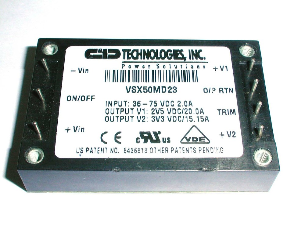 DC to DC Converter 36-75V 2A in, Dual out 2.5V 16A, 3.3V 15.15A VSX50MD23 50W